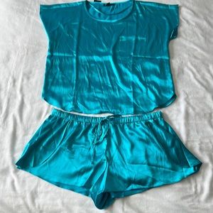 NWT-INC International Concepts-XL-Teal-Satin 2pc Sleep Short Set